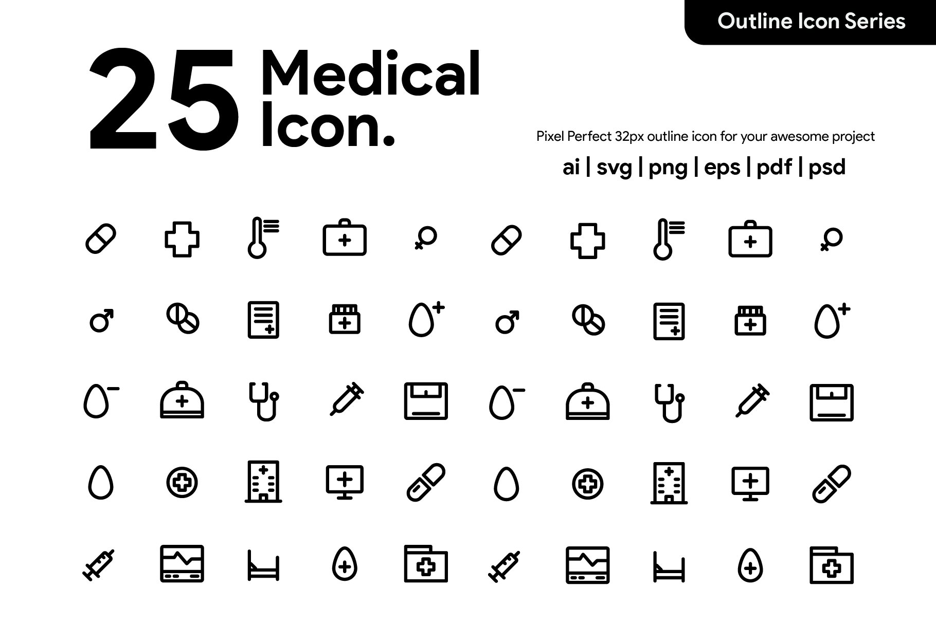 25 Medical Line Icon cover image.