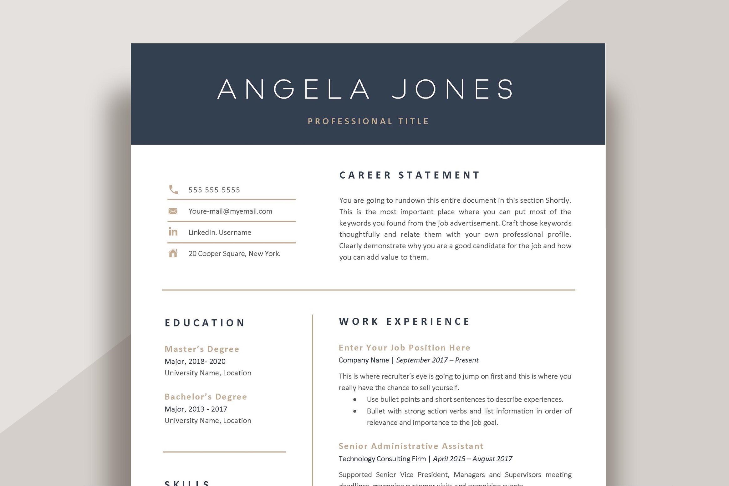 Executive resume template cover image.