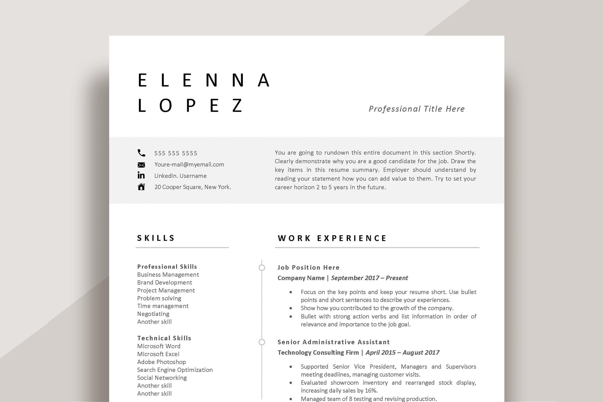 Professional Resume Template cover image.