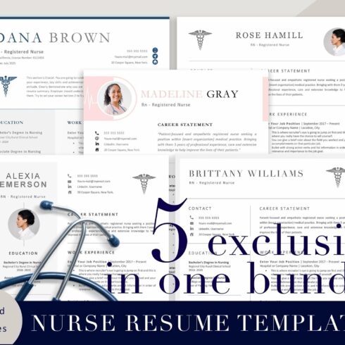 Nurse Resume Template Bundle cover image.