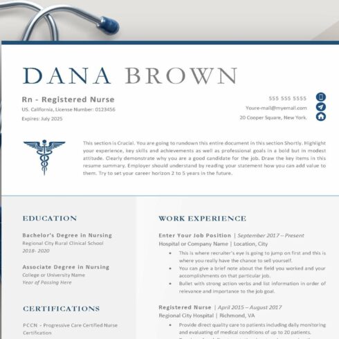 Doctor resume with a stethoscope on top of it.