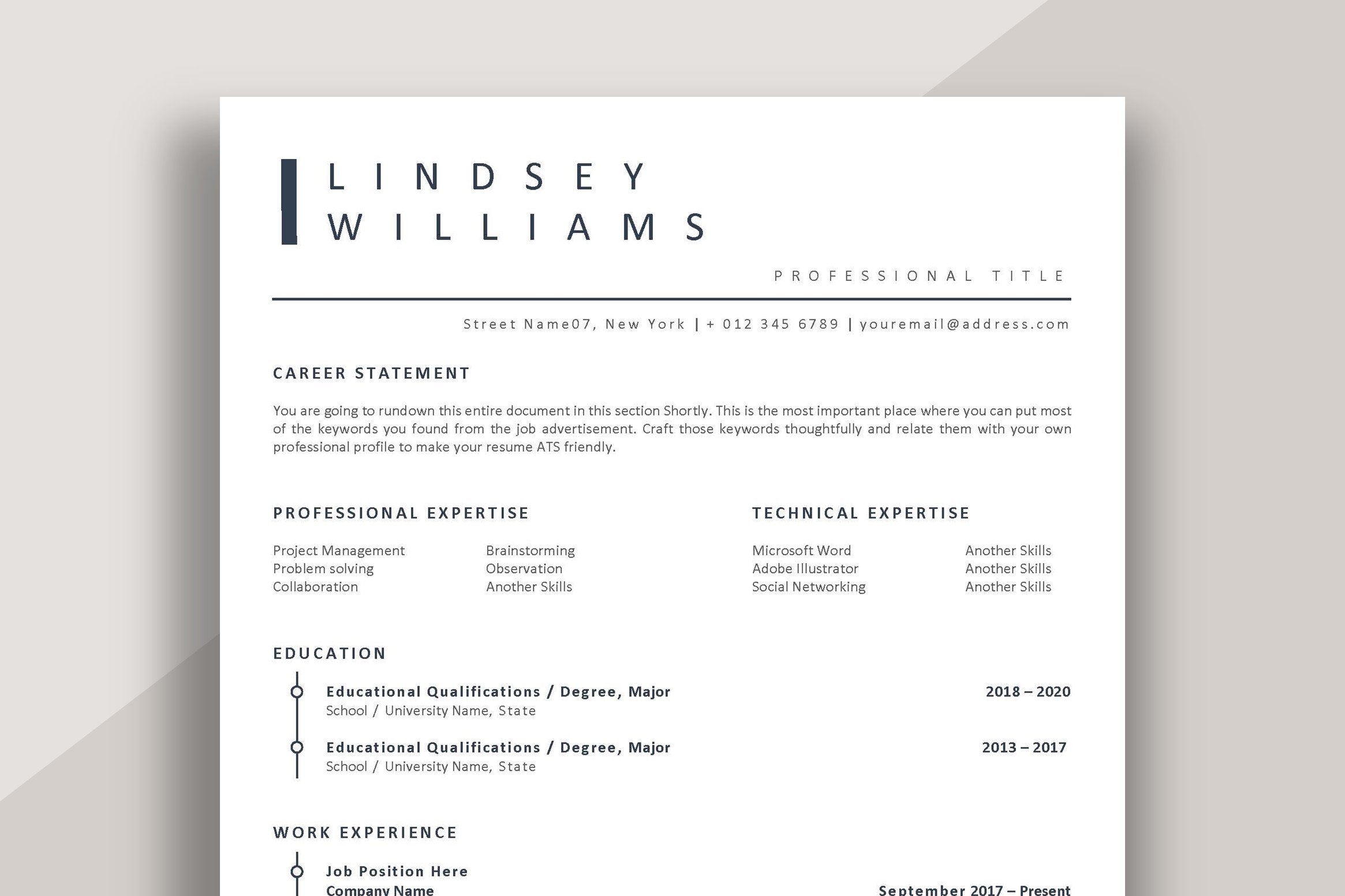 Professional Resume Template ATS cover image.