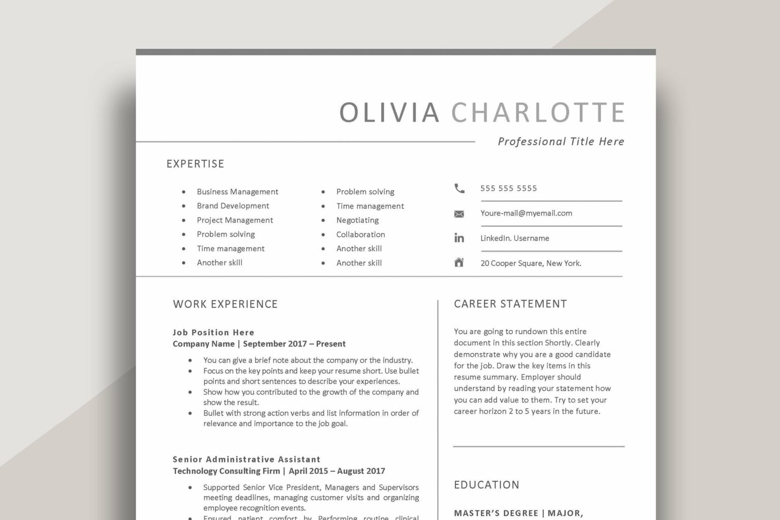 Skill Based Resume Template Masterbundles