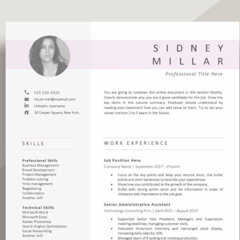 Sorority resume template cover image.