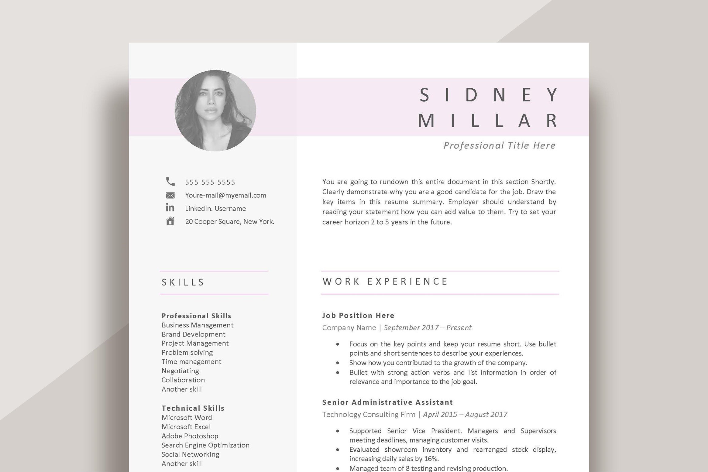 Sorority resume template cover image.