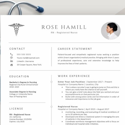 New Grad Nurse resume template cover image.