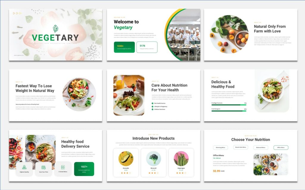 Vegetary - Healthy Food Presentation PowerPoint Template - MasterBundles