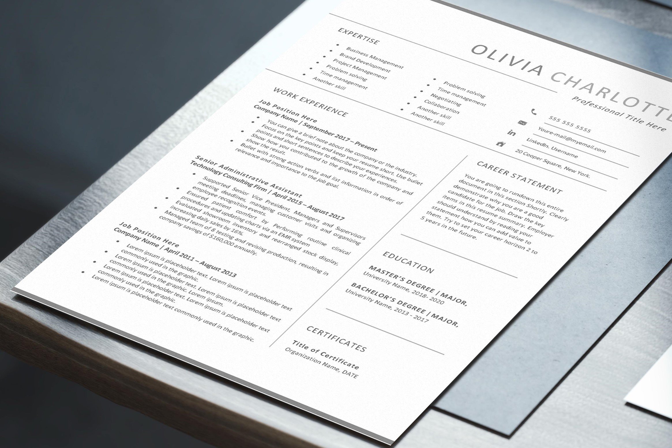Skill based Resume Template preview image.