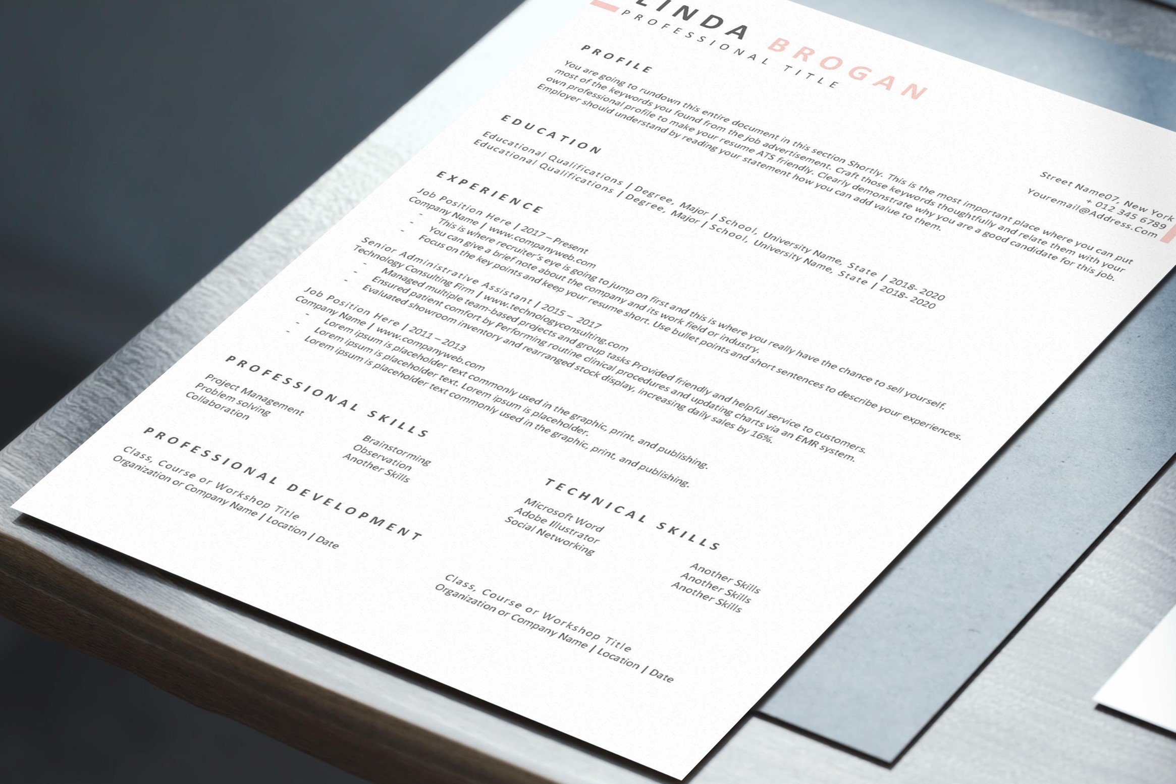 Minimalist ATS resume template preview image.