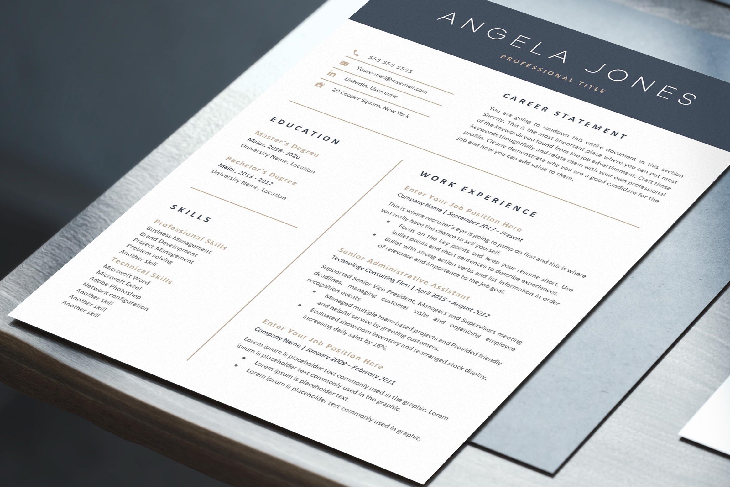 Executive resume template preview image.