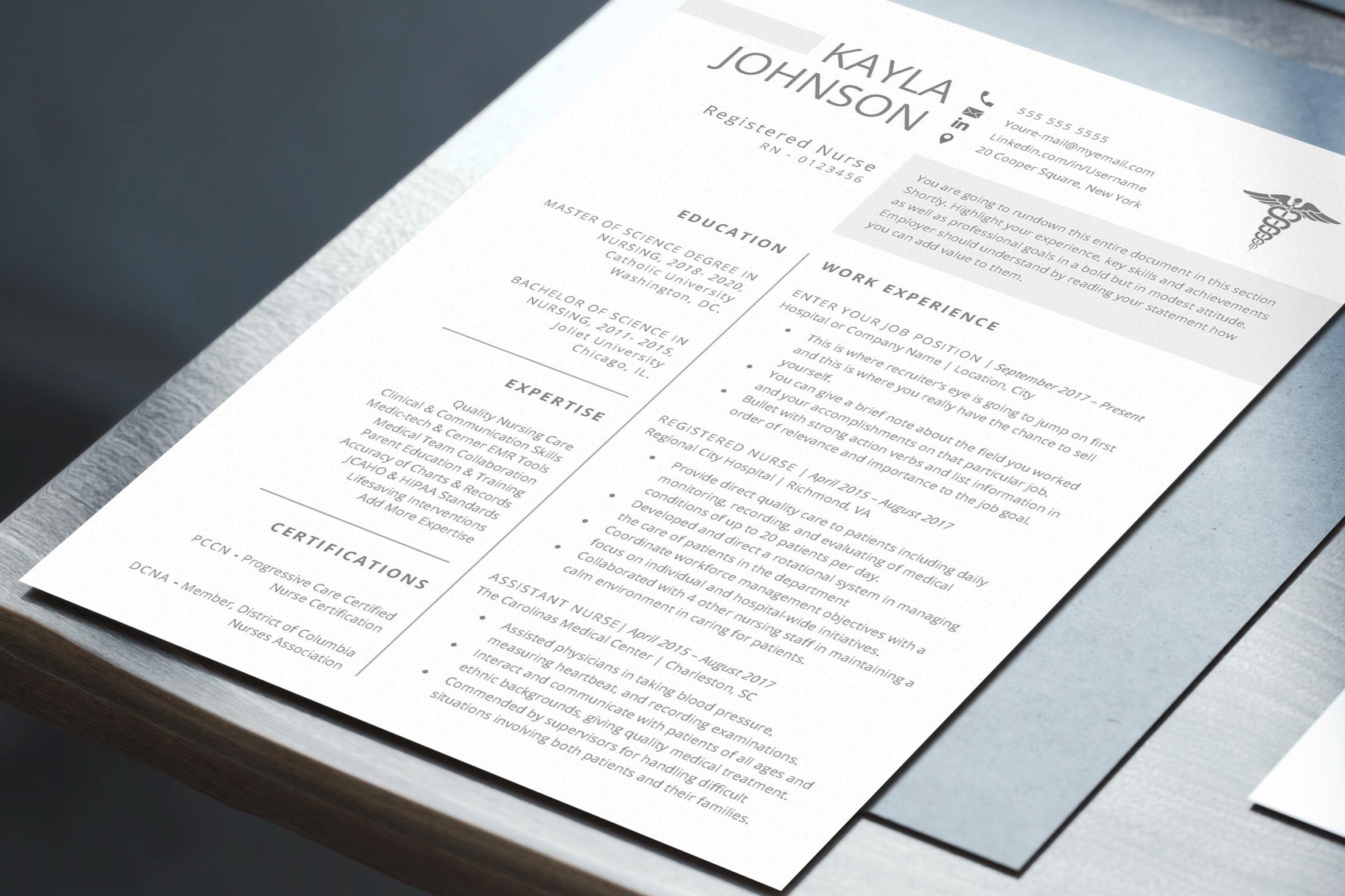 RN resume template preview image.