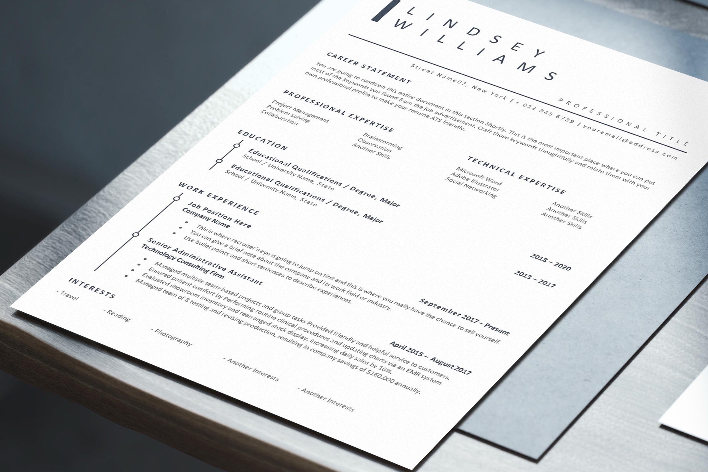 Professional Resume Template ATS preview image.