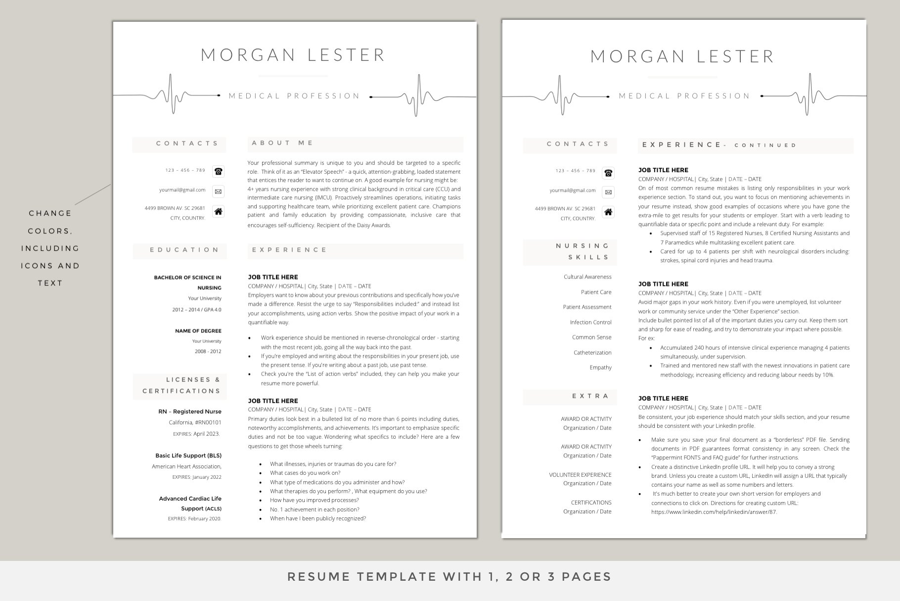 Professional resume template for medical professionals.