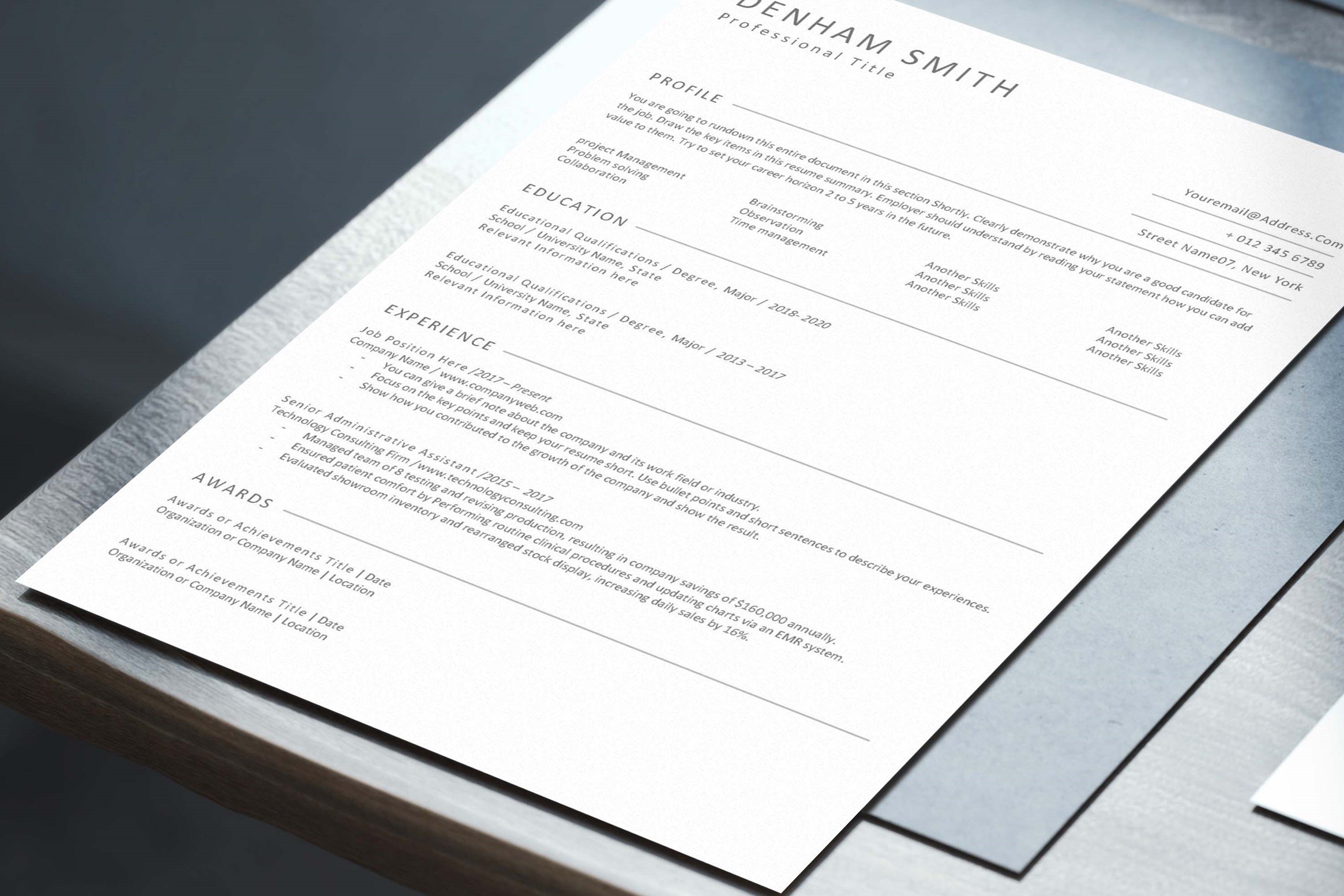 ATS Resume Template preview image.
