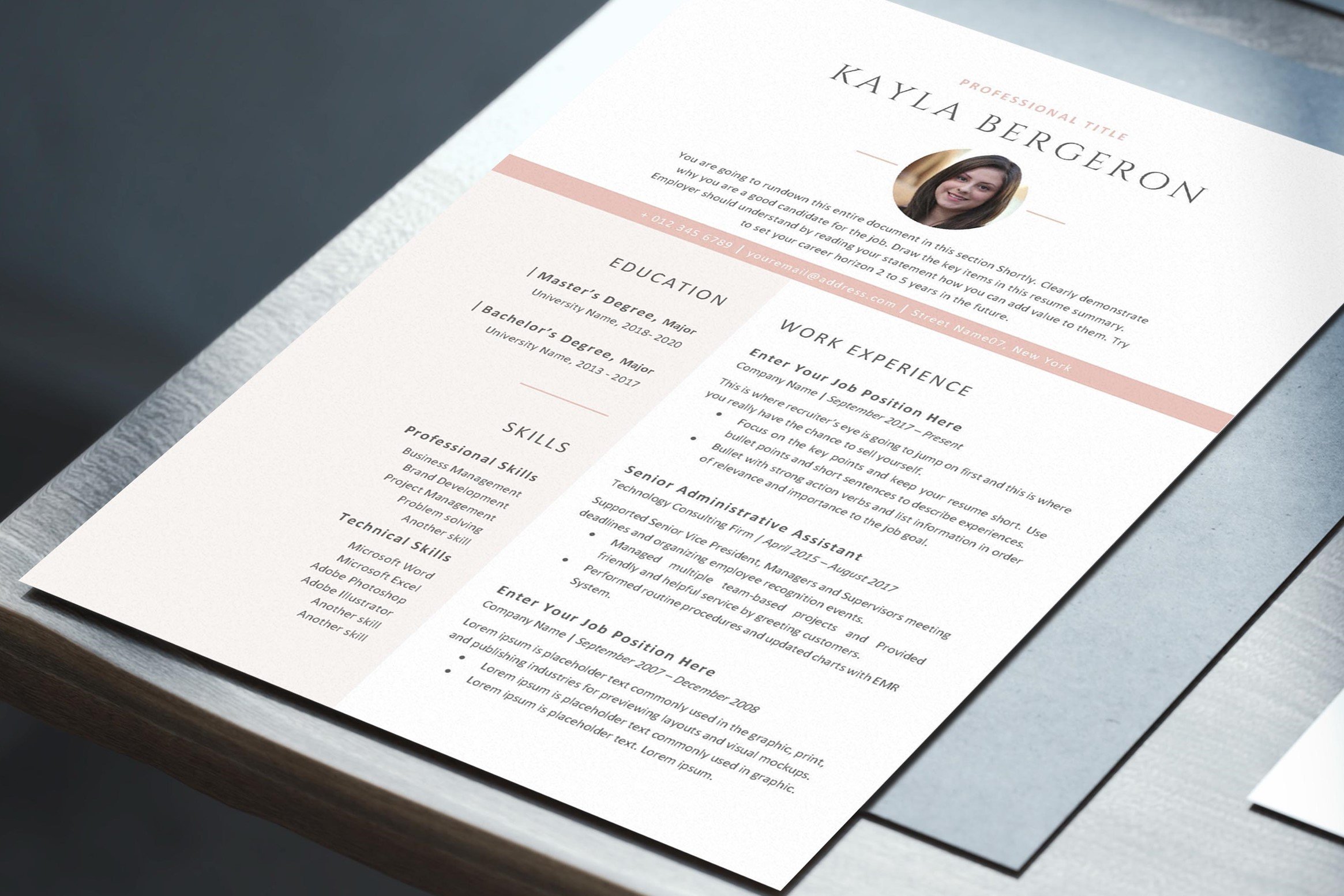Sorority Resume Template preview image.