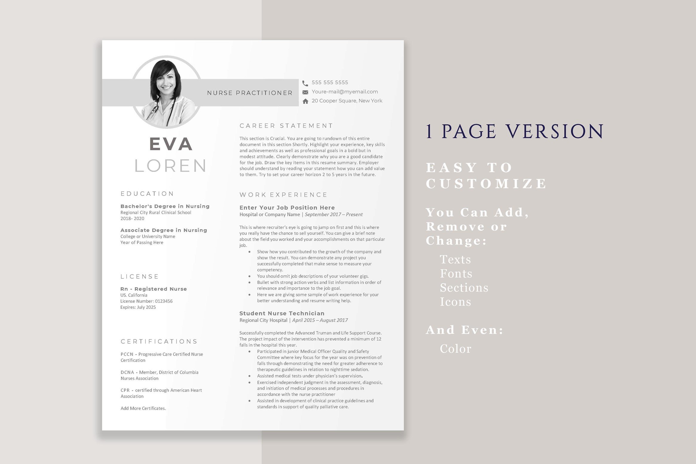 Professional resume template with a gray background.