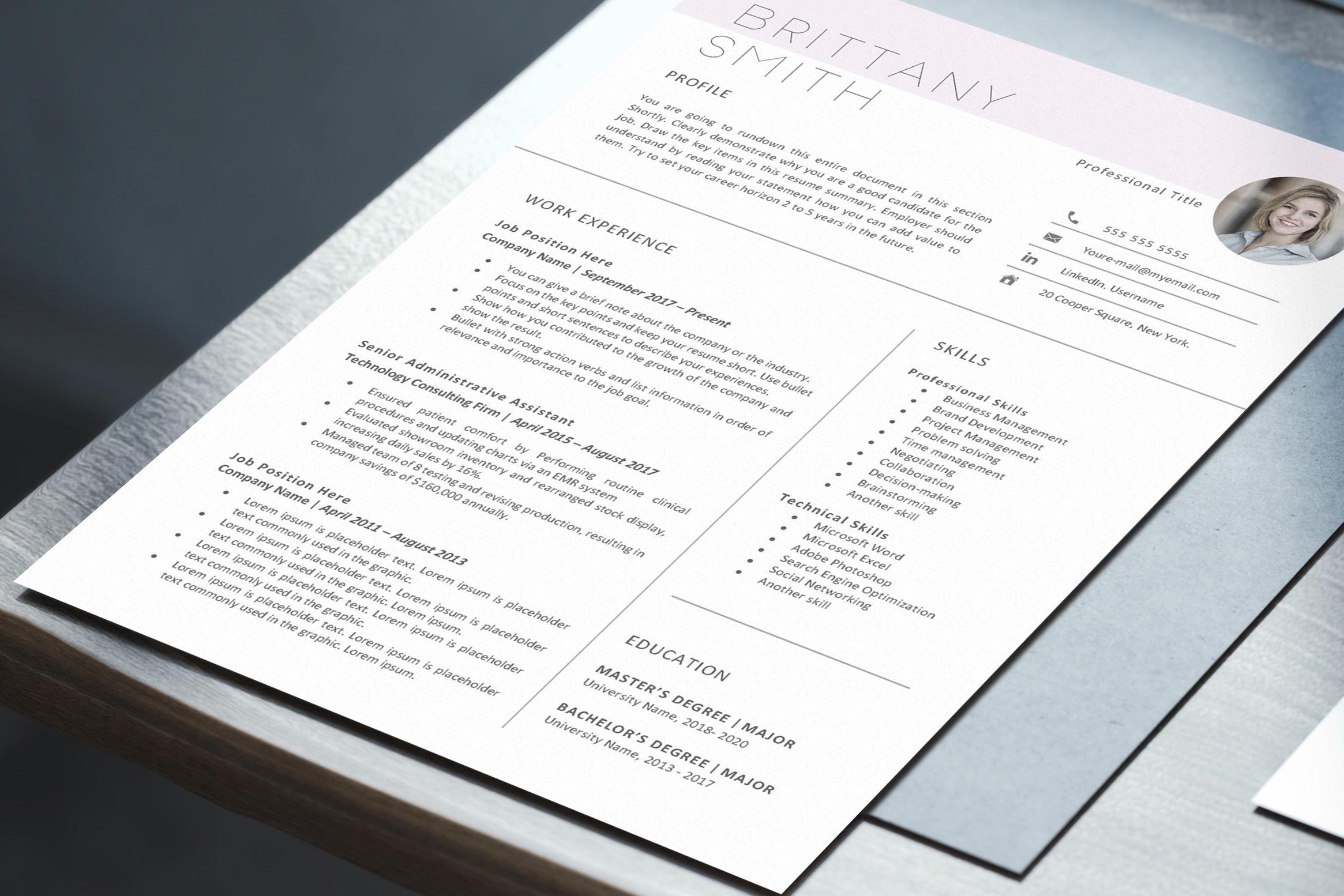 Professional Resume Template preview image.
