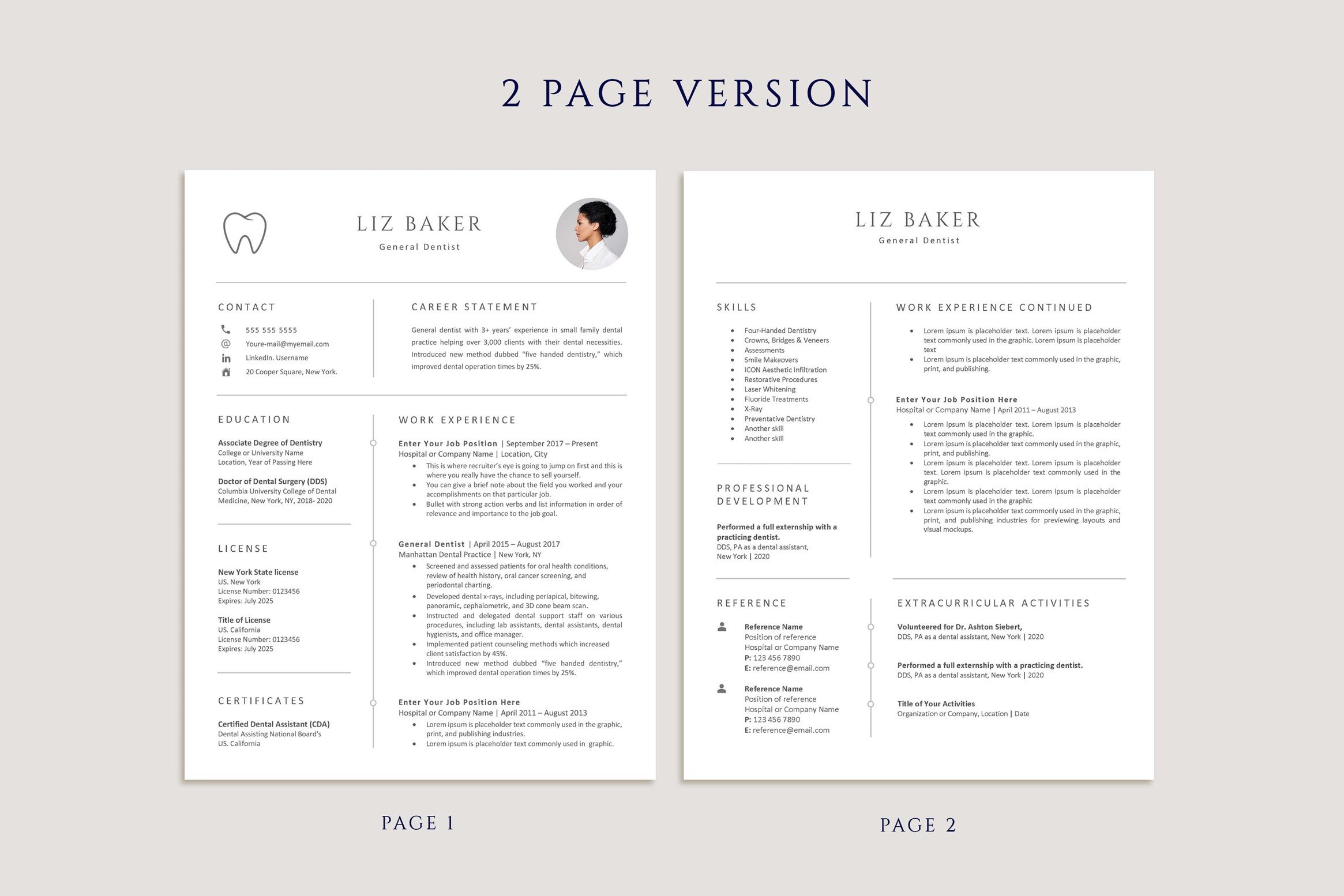 Resume template for a dental assistant.