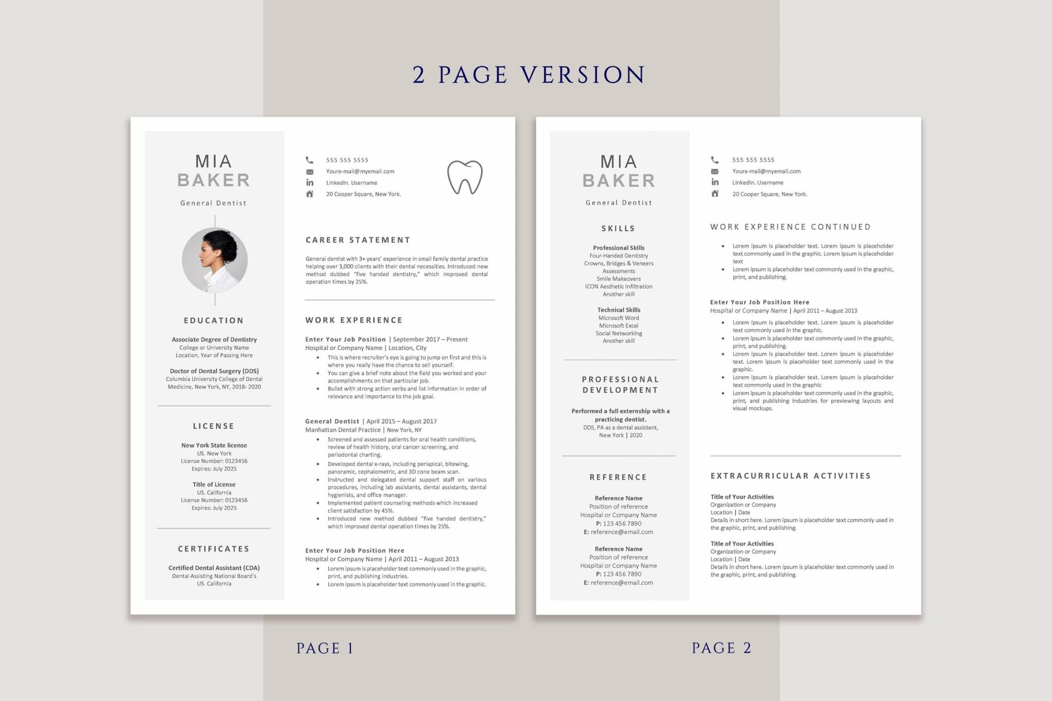 Dental resume template – MasterBundles - Dental School Resumes