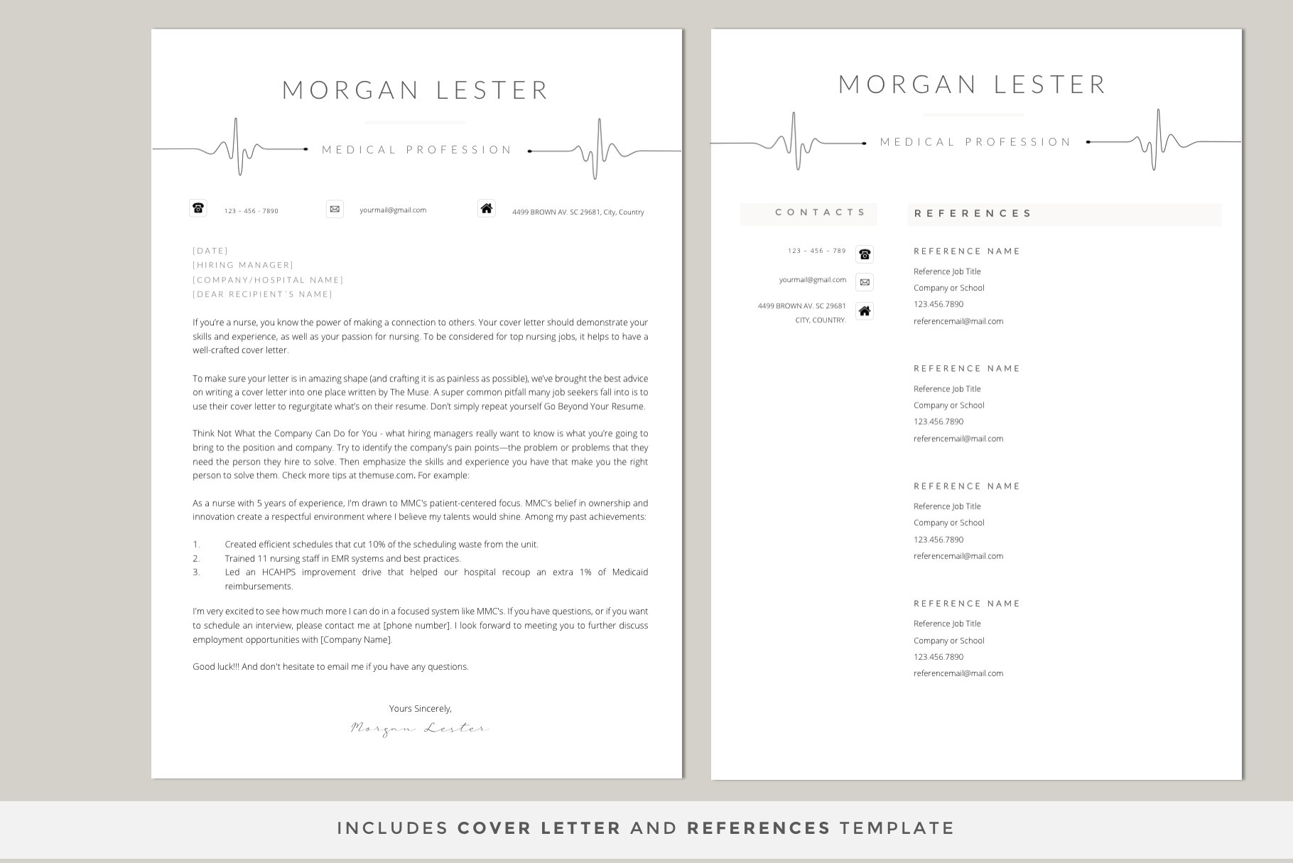 Professional resume template for a medical professional.