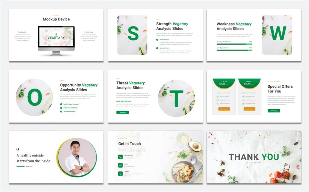 Vegetary - Healthy Food Presentation Keynote Template - MasterBundles