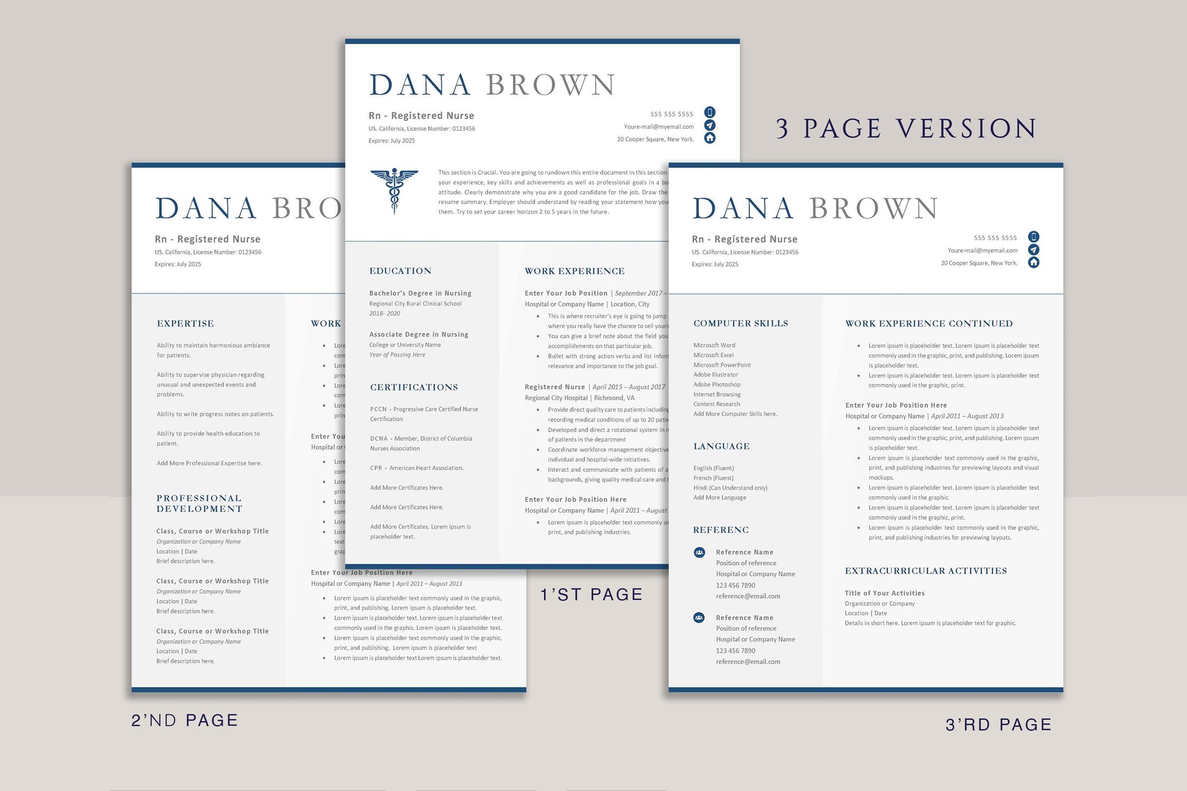Three resume templates for doctors and nurses.
