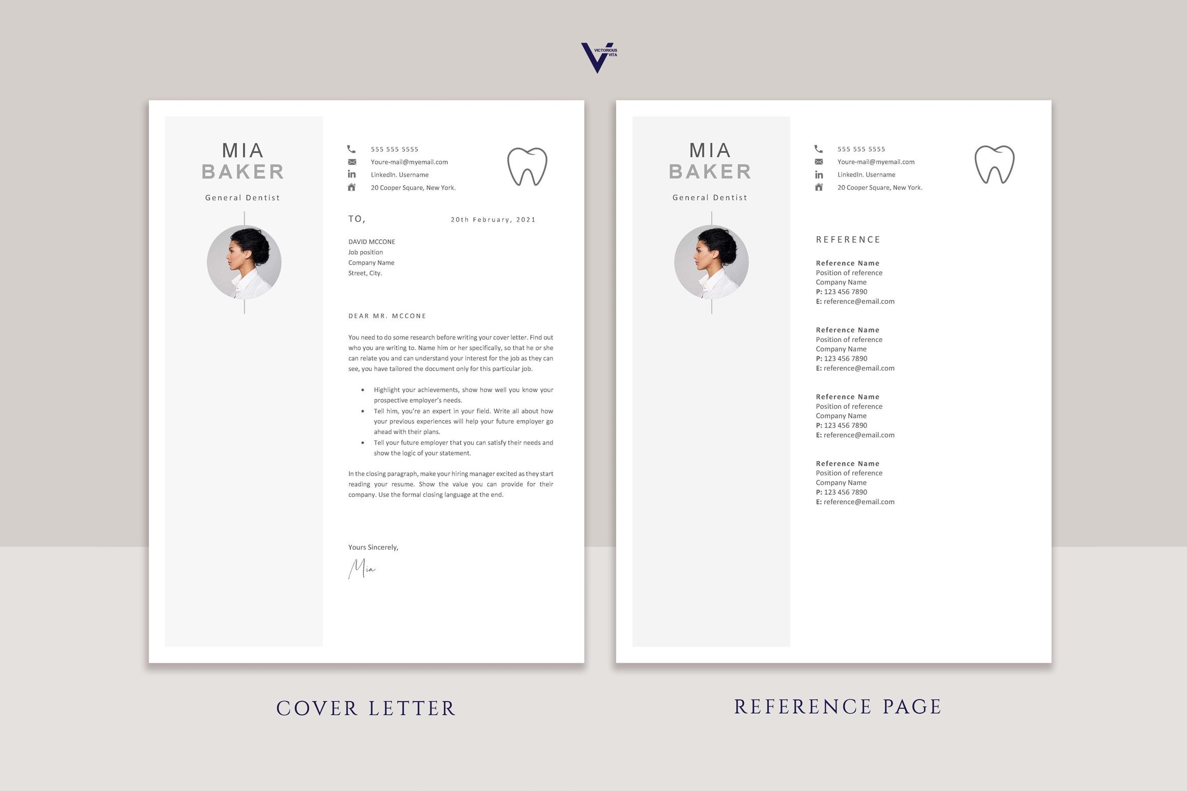 Two resume templates with the same cover letter.