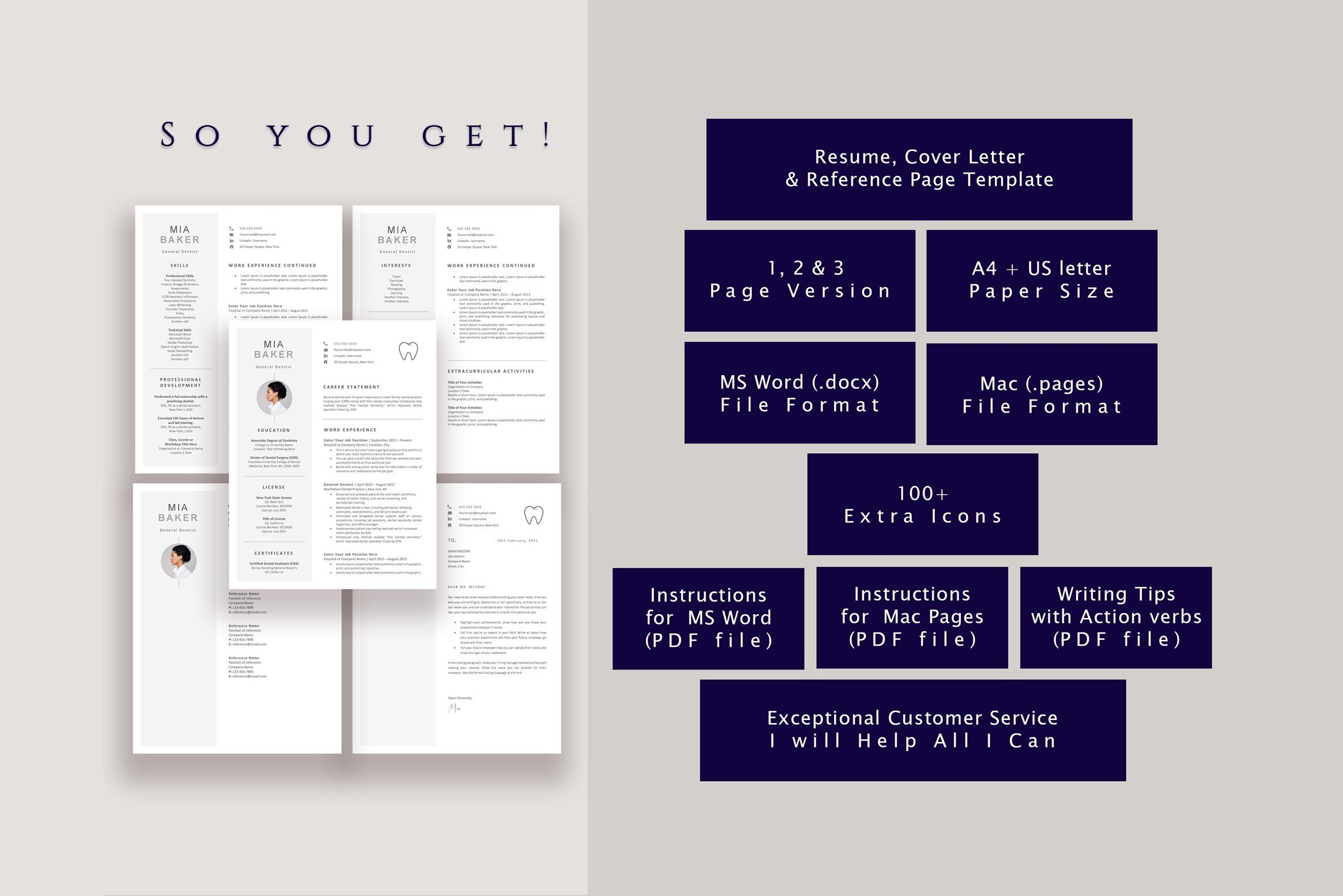 Set of resumes with a blue background.