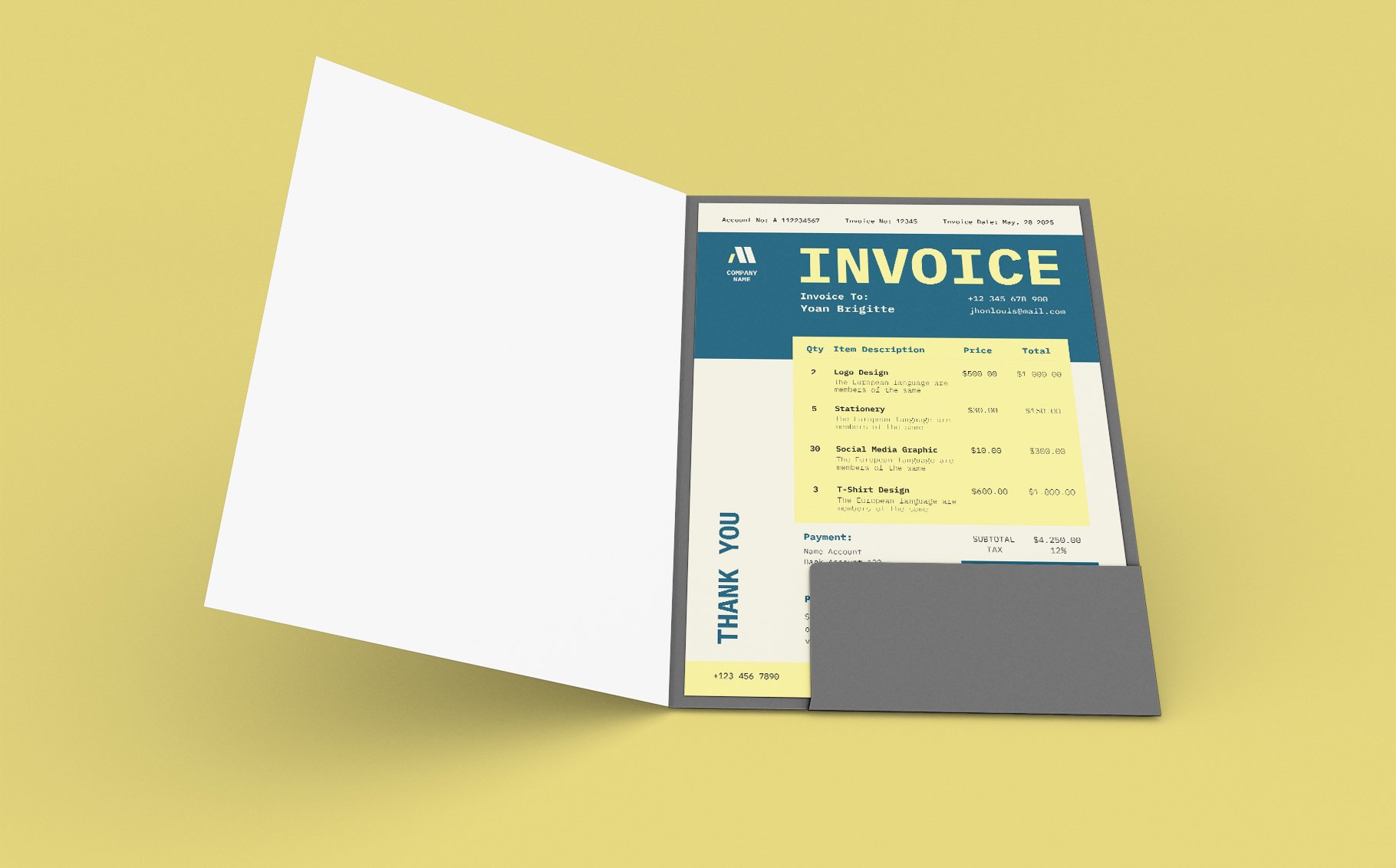 Simple Minimal Invoice preview image.