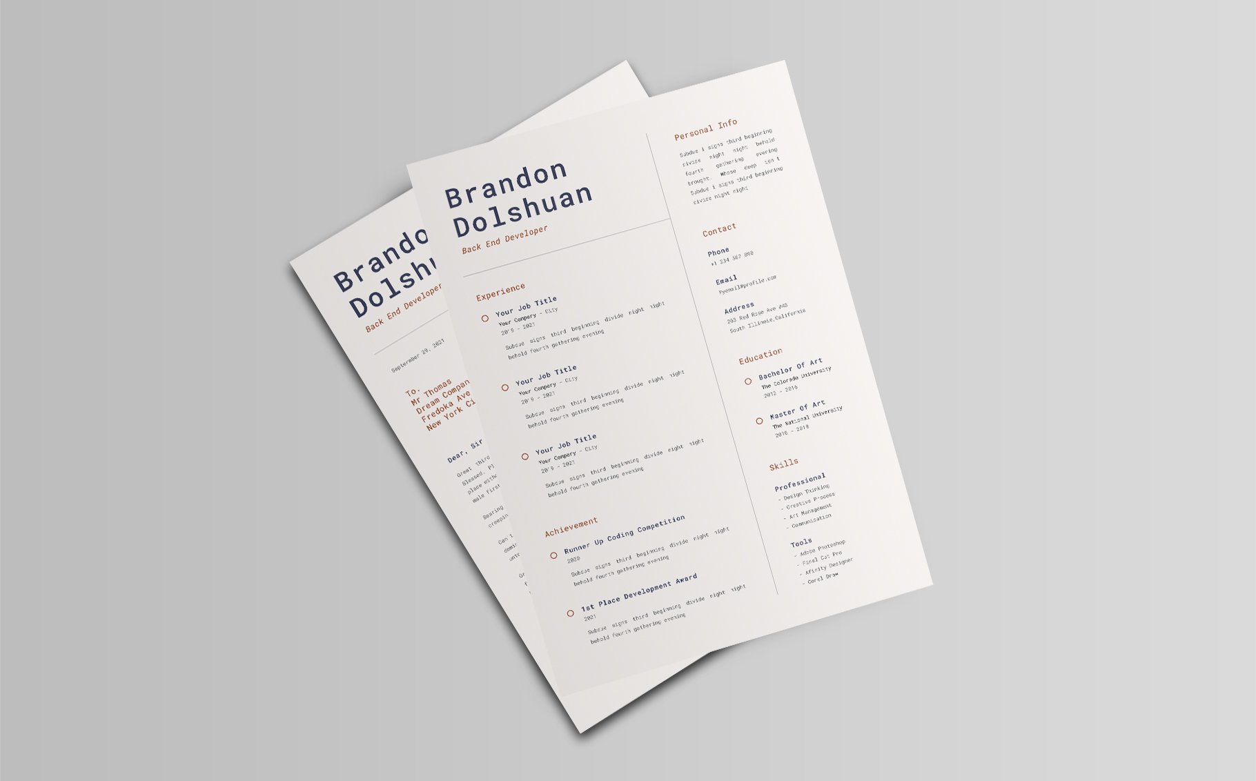 Minimal Resume Template preview image.