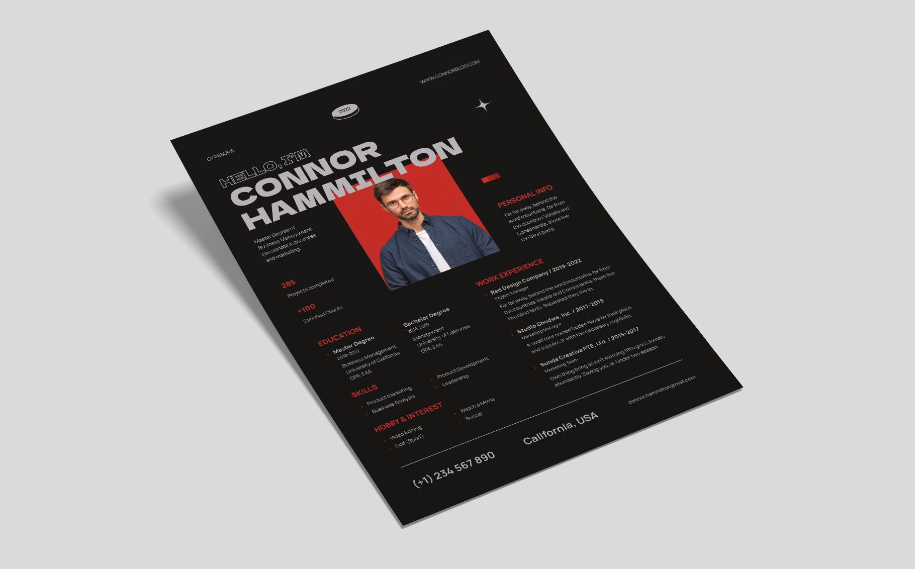 Modern Bold CV Resume Template preview image.