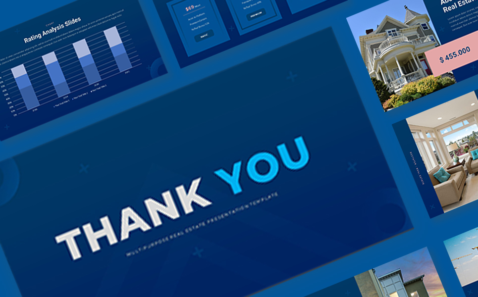 Blue presentation board with a thank you message.