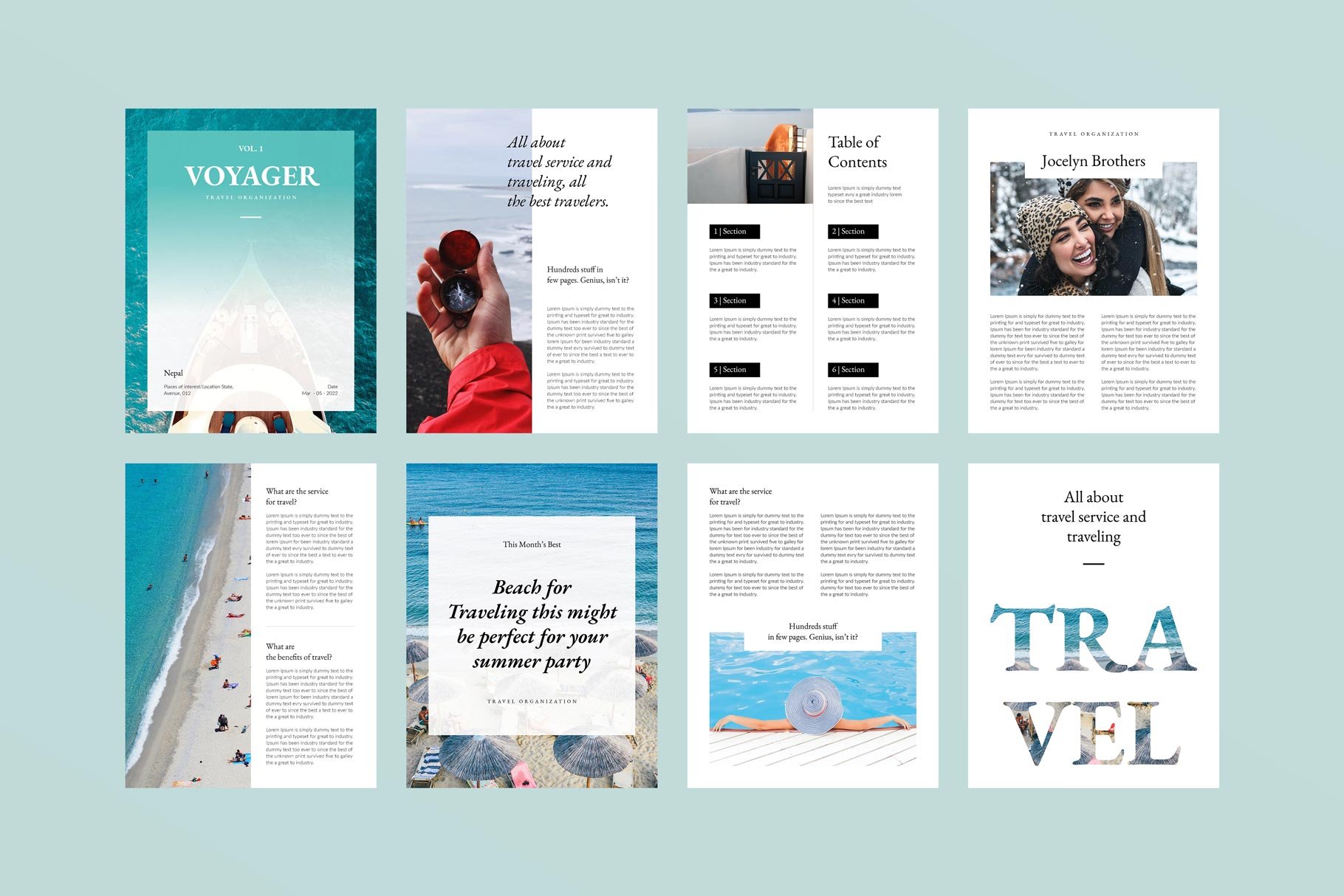 Travel Magazine Template preview image.