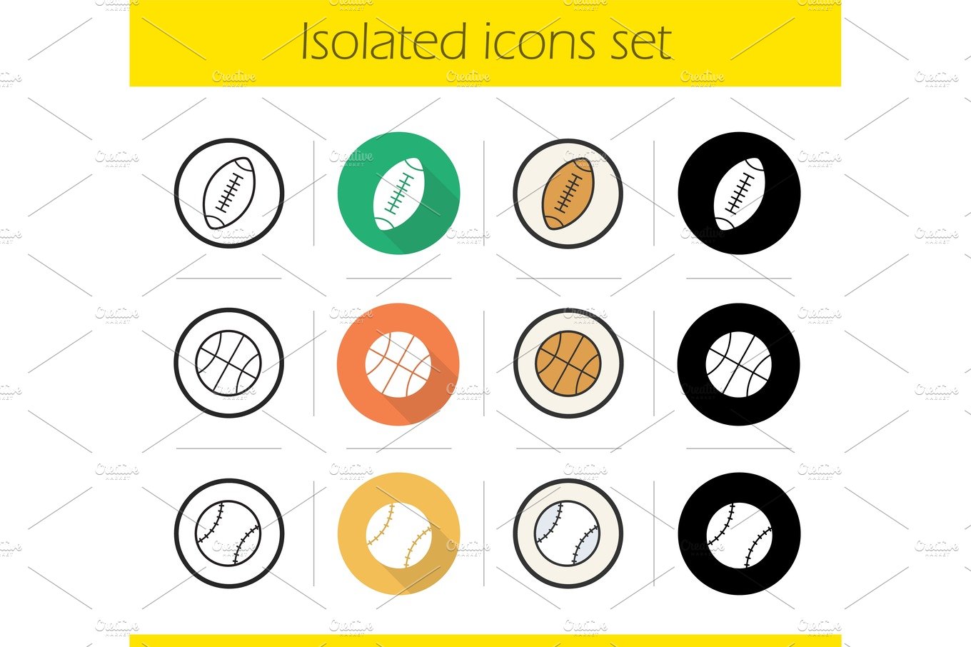 Sport balls icons set cover image.