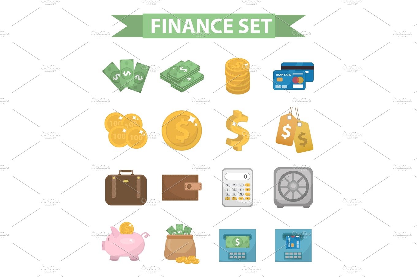 Money and Finance icons cover image.
