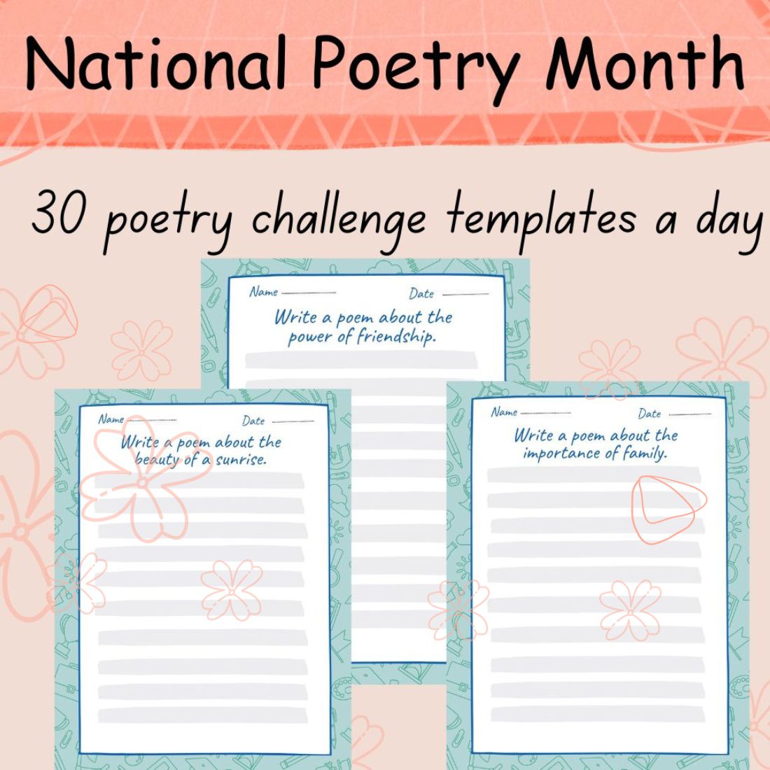 National Poetry Month Worksheets preview image.