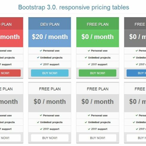 Bootstrap 3.0. pricing tables flat cover image.