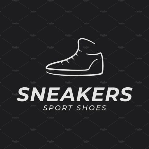 Sneakers sport shoe logo on black. cover image.