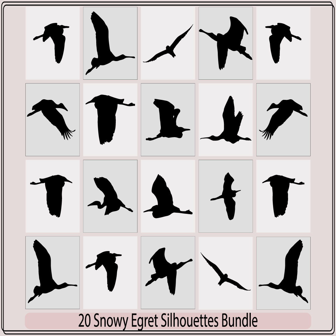Snowy Egret vector,snowy Egret silhouette, preview image.