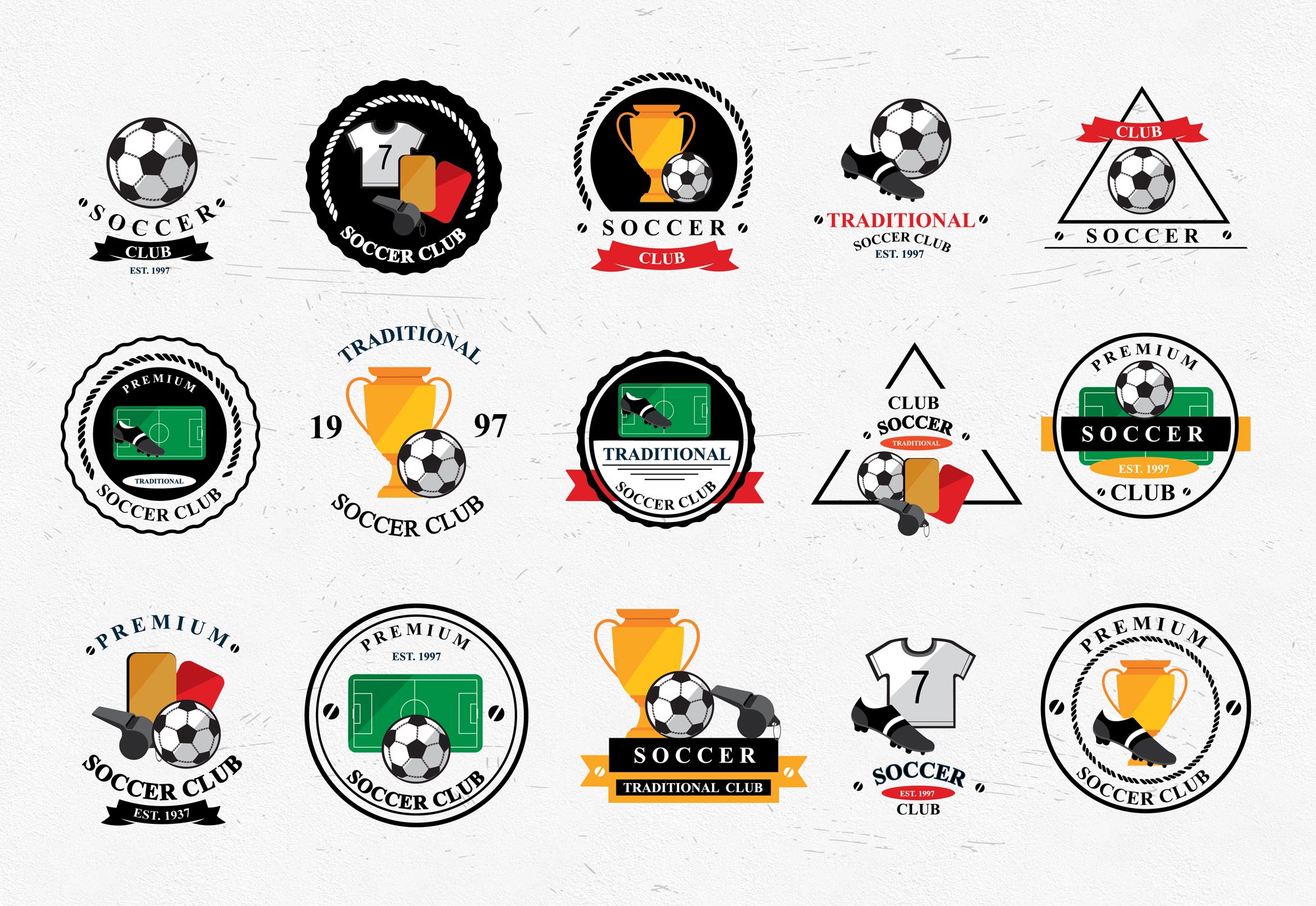 Set of vector soccer icons cover image.