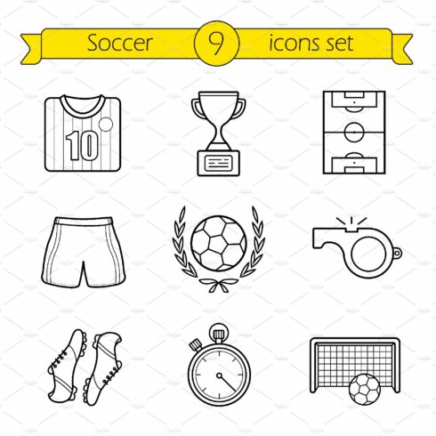 Soccer icons. Vector cover image.