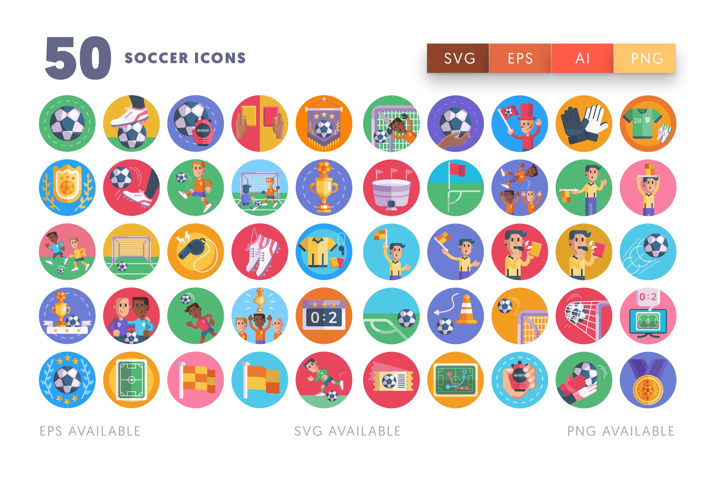 50 Soccer Icons preview image.