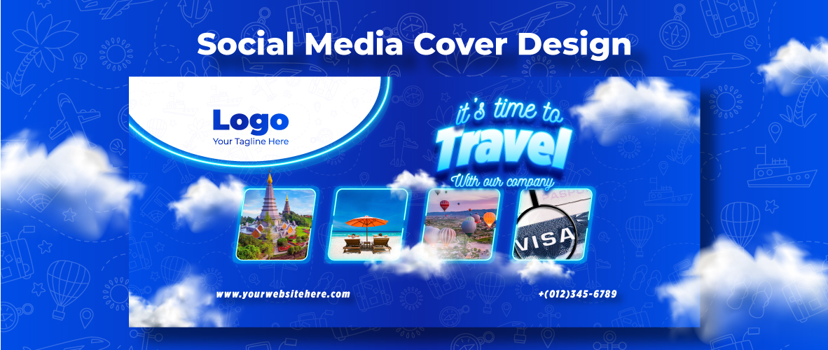 Social media cover design for a travel company.