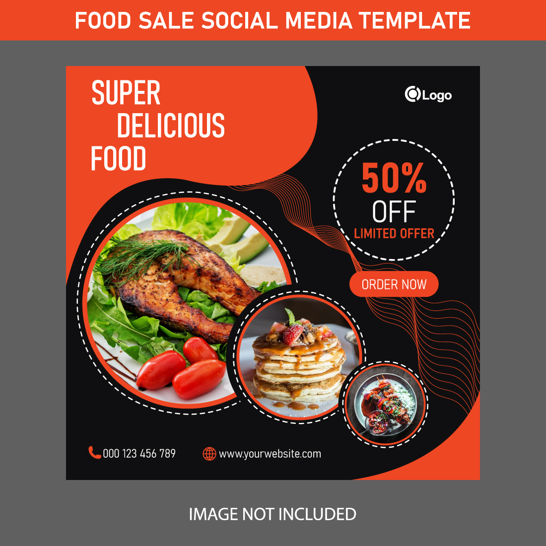 Social media food sale vector template cover image.