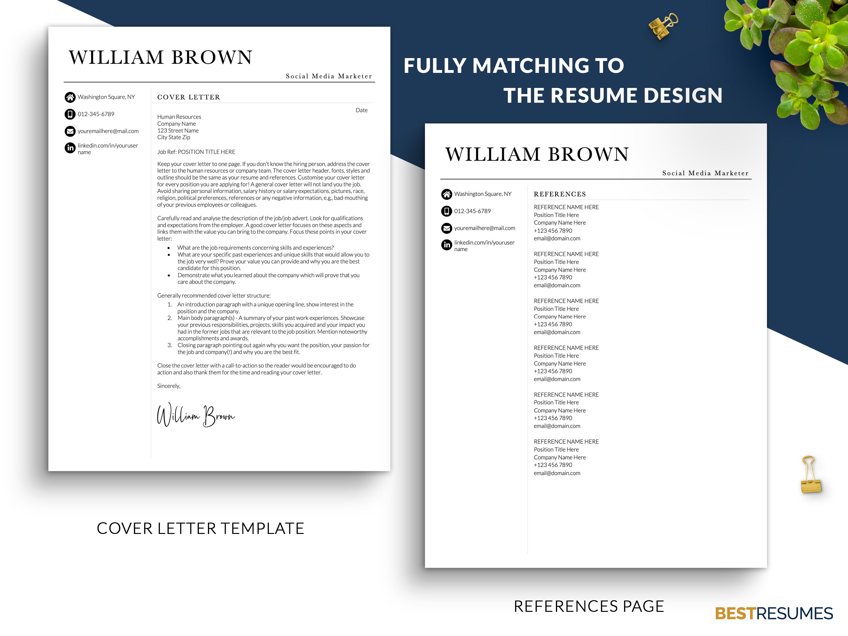social media marketing resume template cover letter references william brown 407