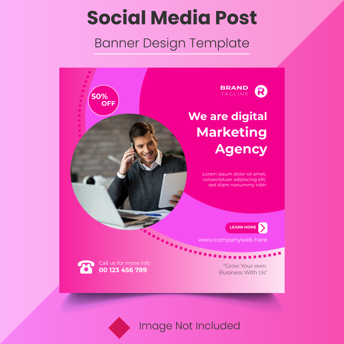 Corporate Digital Marketing Social Media Post Template Design preview image.
