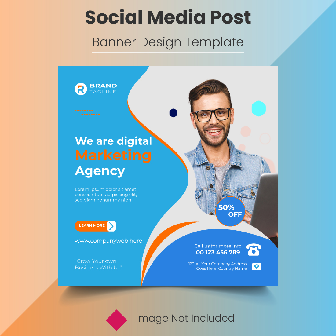 Corporate Digital Marketing Social Media Post Template Design preview image.