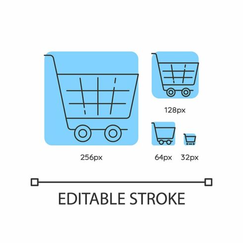 Shopping cart blue linear icons set cover image.
