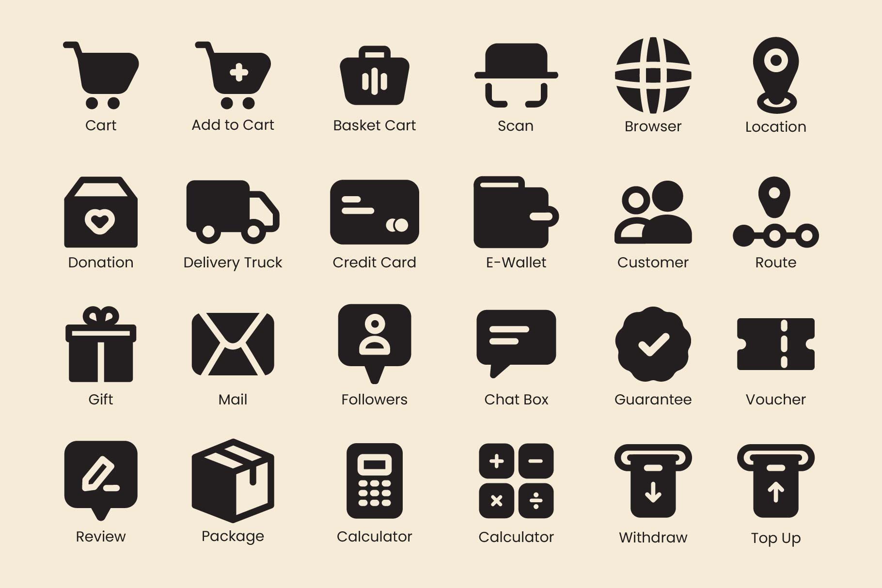 E-commerce Solid Icon Style preview image.