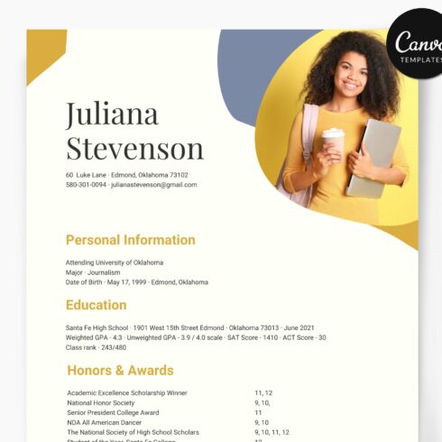 Sorority Resume & Cover Letter Canva cover image.